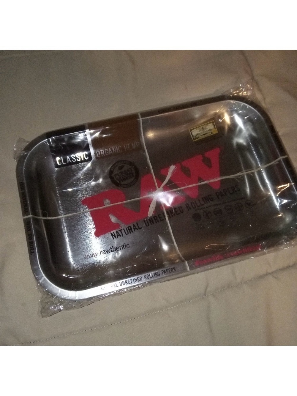 RAW Rolling Papers Silver Metal Rolling Tray BRAND NEW 11” x 7” Organic Hemp